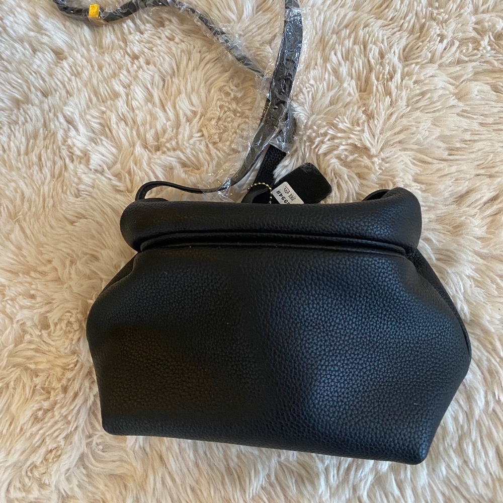 black vegan leather bag